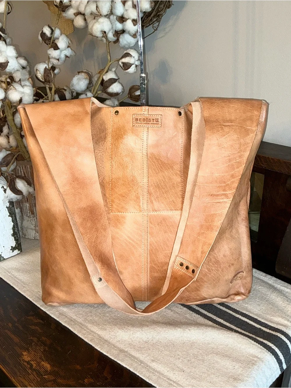 NWT Bed Stu Leather Ariel Max Hobo Shoulder Bag Oats DD Dip Dyed Retail $248